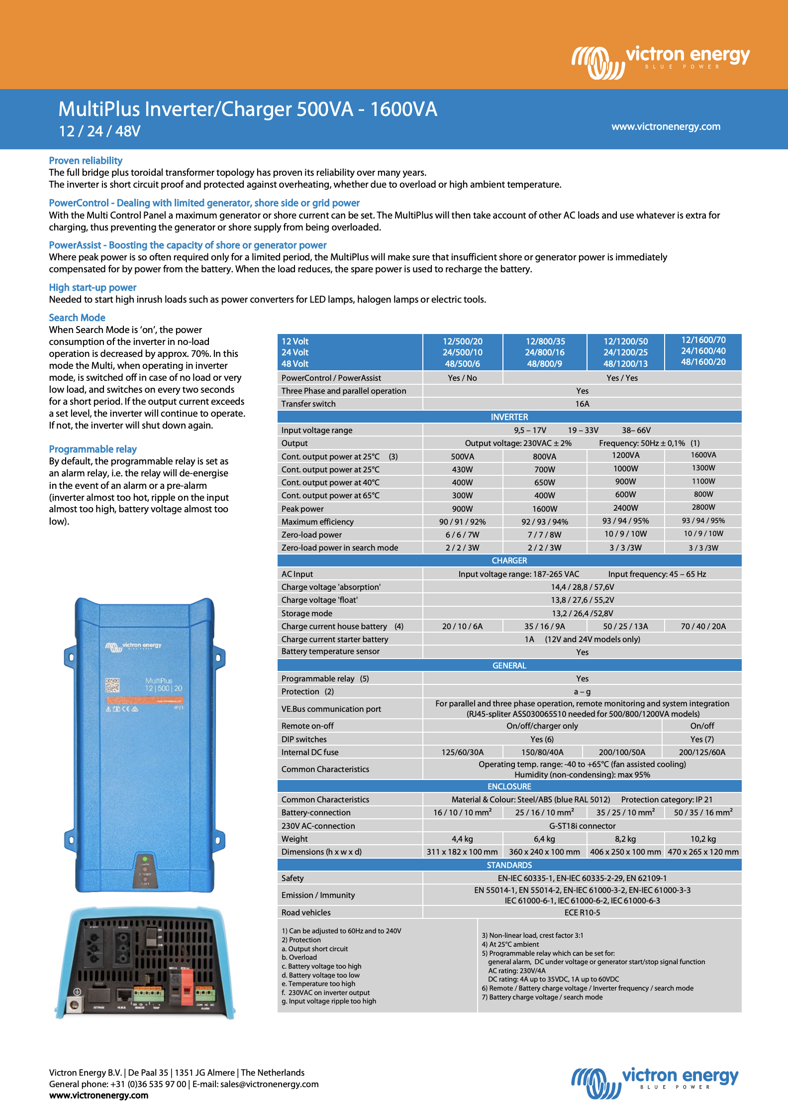 Victron Multiplus Inverter Charger Datasheet UK