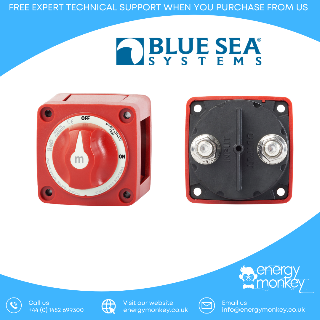 Blue Sea m-Series Mini On-Off Battery Switch with Knob - Red