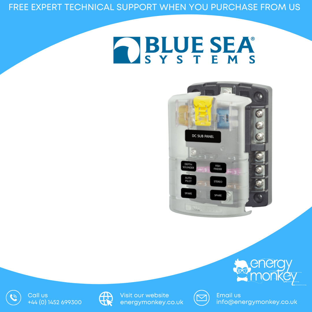 Blue Sea Systems Fuse Block ST Blade 6 Circuits with Grounding/CVR