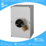 Enclosed DC Switch IP67 Nema 4X 2 Pole 1 String 55A 800VDC Lockable Rotary Handle