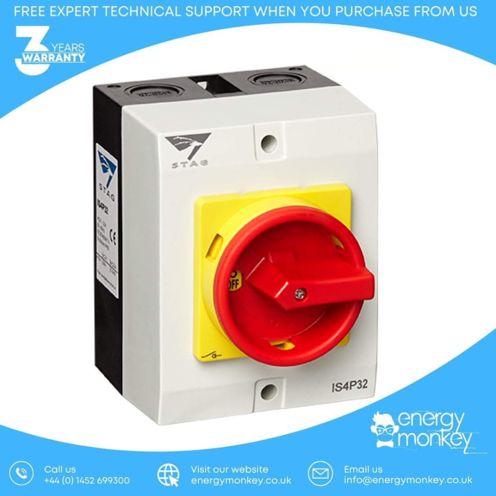 Stag-Isolator-4Pole-32amp-Encolsed-IP65-IS4P32-Front-View