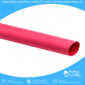 Red non-adhesive heatshrink sleeve for 25mm² - 35mm² solar charger and Victron Orion DC-DC converter wiring.